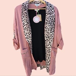 NWT- Umgee linen cardigan, dusty pink, relaxed fit (best to size down)